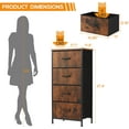 thumbnail image 3 of 4 Drawer Dresser, Tall Chest Of Drawers Nightstand Storage Tower Storage Dresser Fabric Dresser With Wood Top for Living Room, Bedroom, Hallway,Rust, 3 of 5
