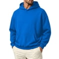 thumbnail image 3 of Men's Plain Pullover Hoodie Sweatshirt No Drawstring Fleece Sweatshirt with Front Pocket Loose Fit Long Sleeve Top, 3 of 6