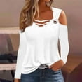 thumbnail image 3 of Scyoekwg Women Tops Dressy Casual Fall Shirts Loose Pullover Tops Trendy Comfy Clothes for Women Solid Color V-Neck Off Shoulder Tops Long Sleeve Womens Clothes(White,XXL), 3 of 5