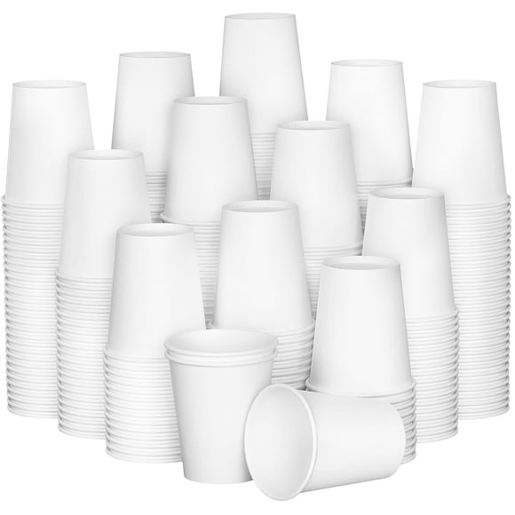 RAZCC 8 oz Paper Cups, 300 Pack 8oz Disposable Paper Coffee Cups, Coffee Cups 8 oz for Cold and Hot Drinks, White Paper Drinking Cups for Parties, Pi