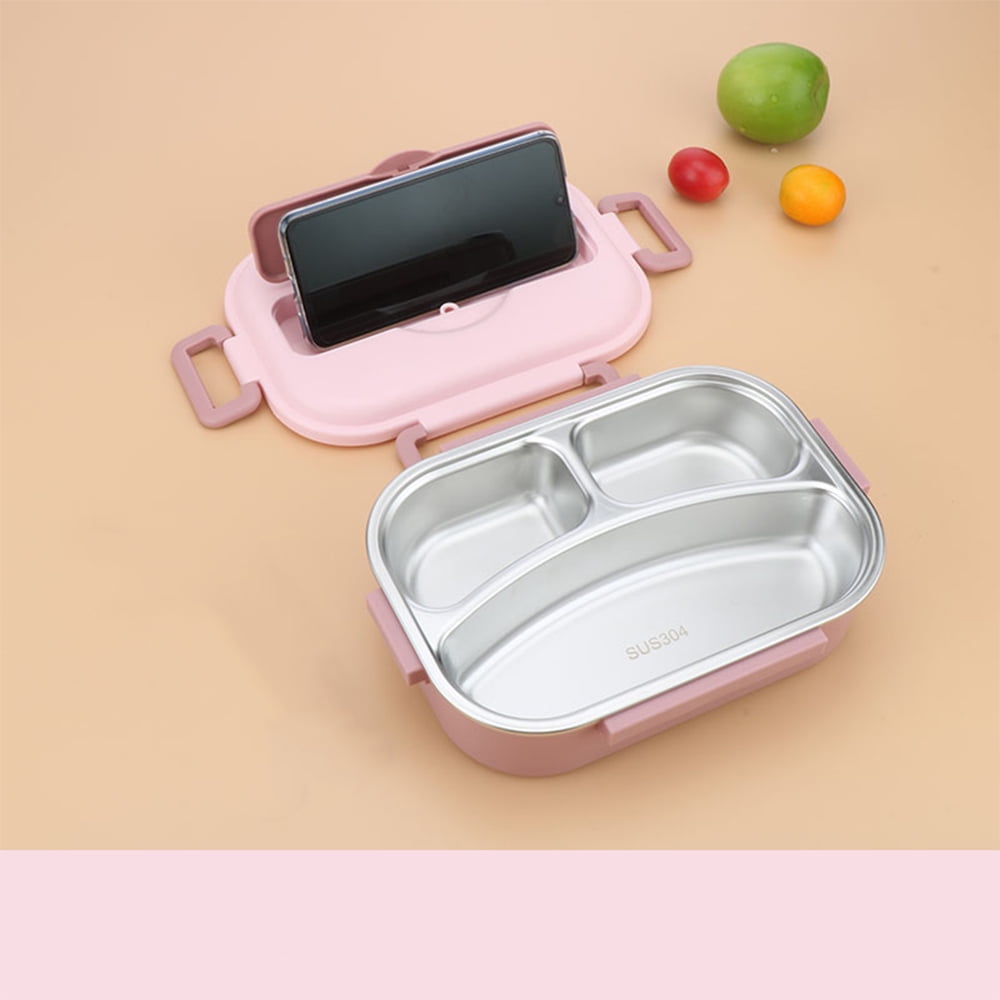 1pc kids portable stainless steel lunch boxes food box escaroles square  divided bento box school back