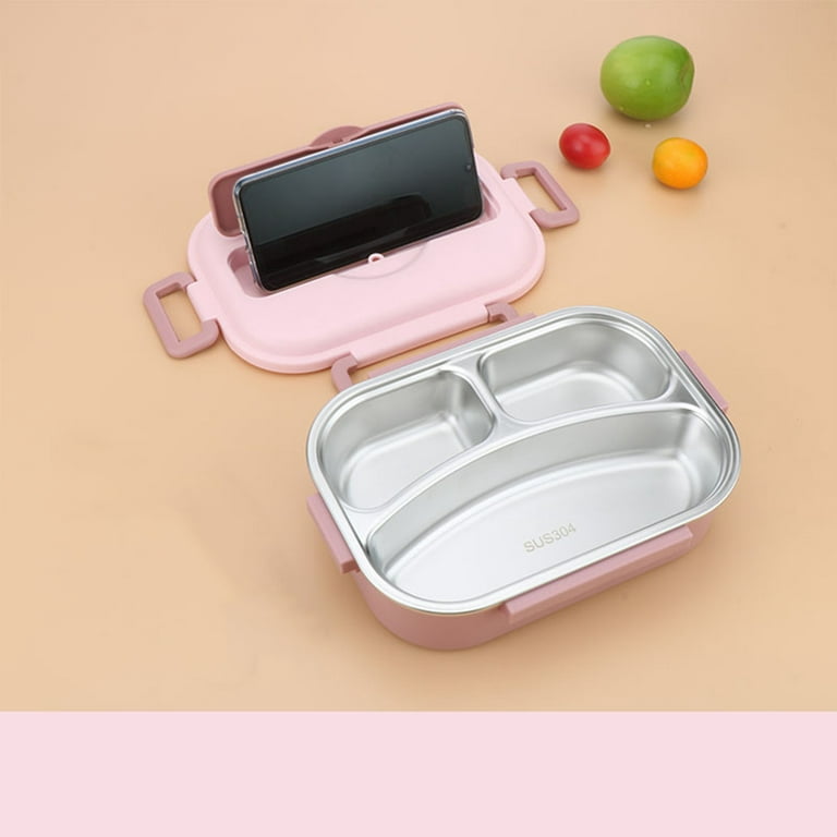 Integral Petal Stainless Steel Lunch Box for Kids with Matching Dip Container, Bento Box for Kids, 3-Compartment Metal Lunch Container, School Lunch