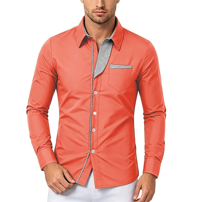 mens orange striped dress shirt Striped Signature Oxford Shirt