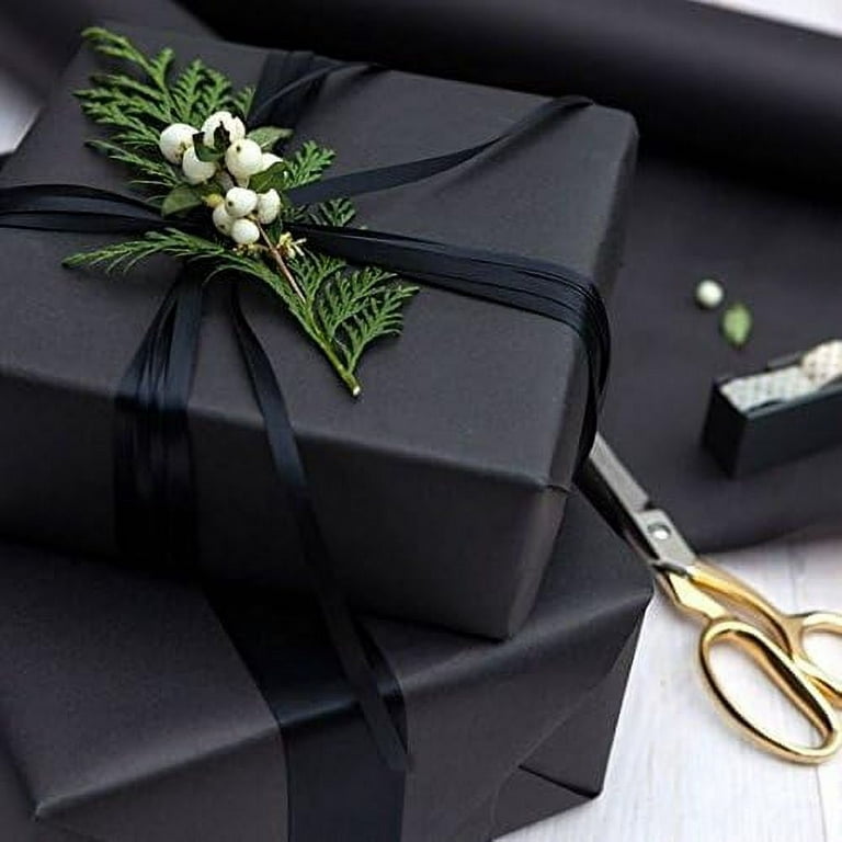 Black Wrapping Paper Roll for Women Men Boys Girls Kids - Solid Black Kraft  Gift Wrap Paper for Wedding Birthday Christmas - 1 Roll, 17.7inch x  32.8feet 
