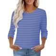 thumbnail image 2 of Women's Striped T-Shirts Casual Crewneck Tops Half Sleeve Tunic Shirts Classic Fit Tees Summer Top, 2 of 7