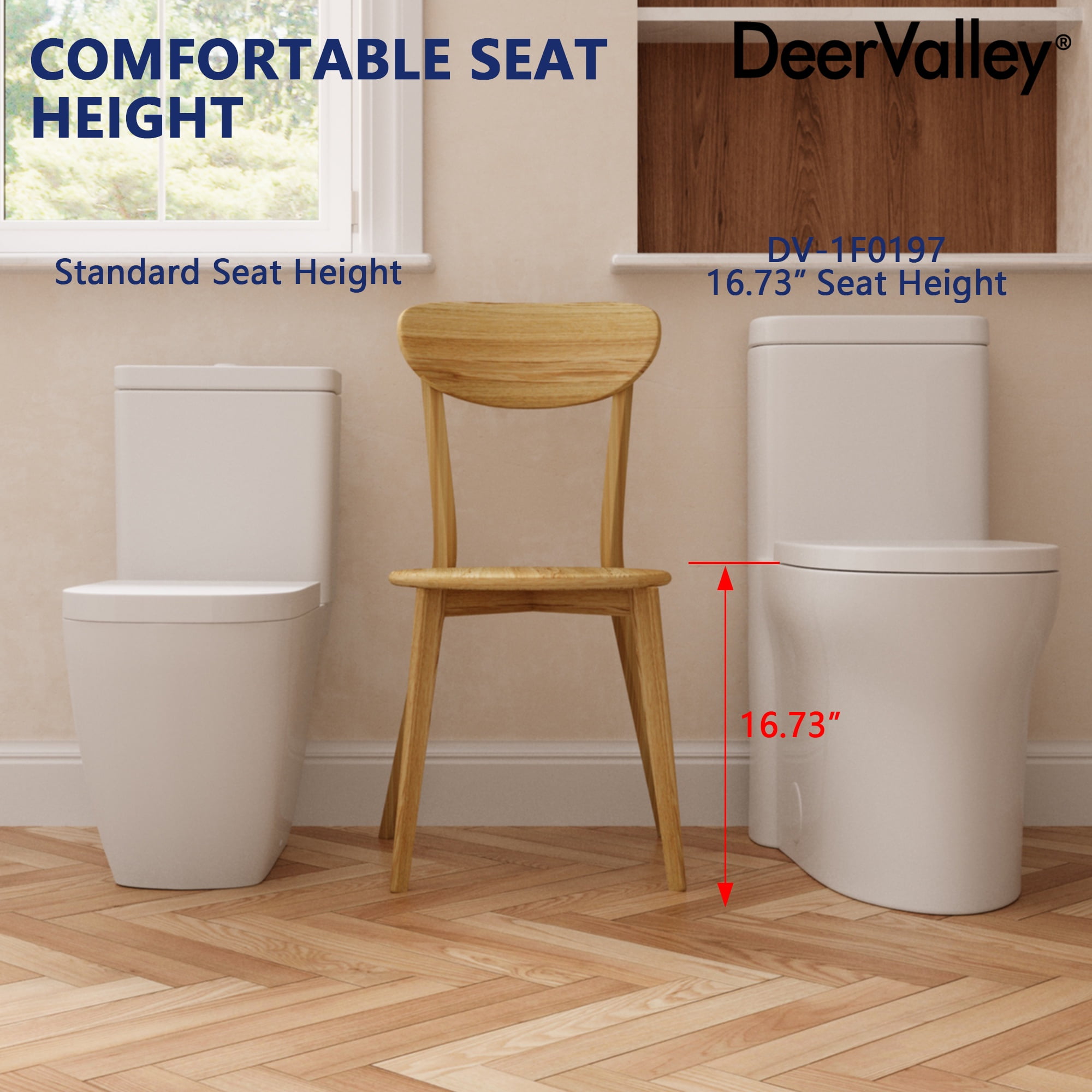DV-1F0197 One Piece Toilet Modern Toilet, Fully Skirted Dual Flush Bathroom Toilets Standard Size White Toilet (Seat Included)