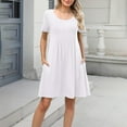 thumbnail image 2 of Timegard Dresses for Women Summer Scoop Neck Short Sleeve Pleated Loose Comfy Casual Dresses Pocket, 2 of 8