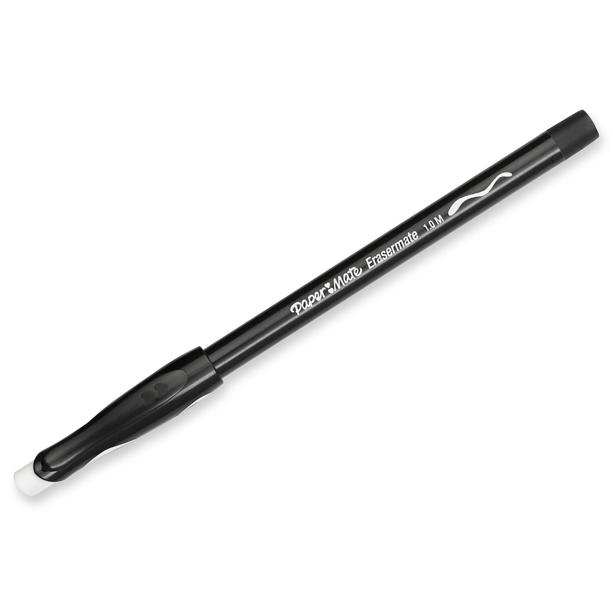Paper Mate EraserMate Erasable Pens, Ballpoint Pens, Medium Point (1.0mm), Black, 5 Count
