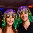 thumbnail image 6 of Carnival Party Wig Hat with Fiber Rain Strands and Color Blocking for Festive Costumes and Holiday Celebrations, 6 of 7