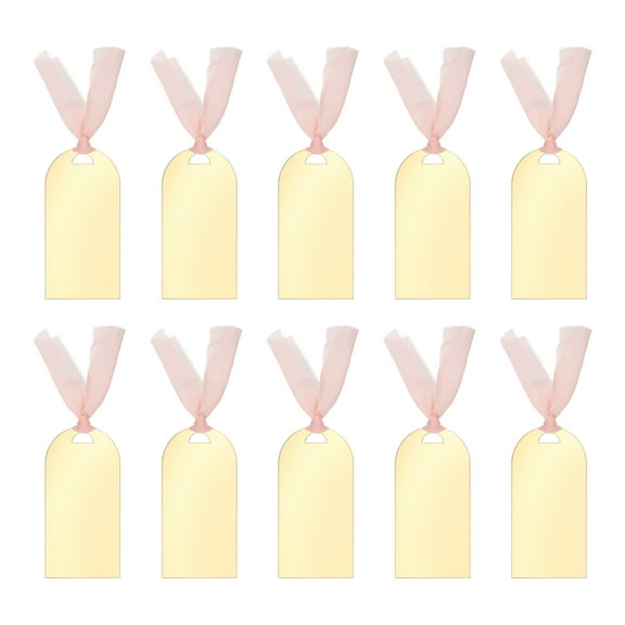 Uxcell Place Cards for Table Setting 3.5" x 1.8", Acrylic Name Cards with Ribbon for Wedding, Style B Gold 10 Pcs