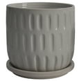 thumbnail image 4 of Sagebrook Home Ceramic Set of 2 5/6" Textured Planter with Saucer, Beige, 4 of 6