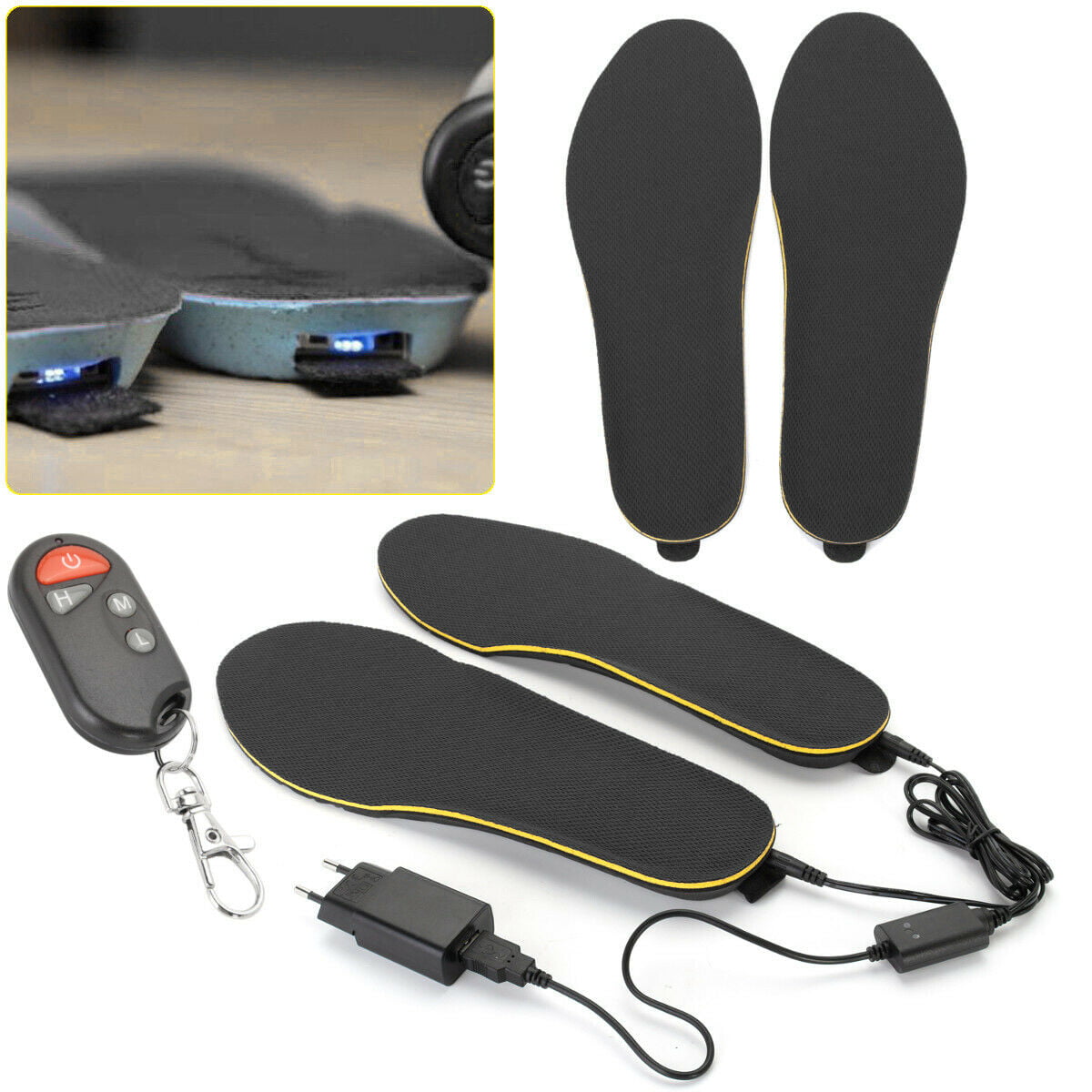 Electric Heated Shoe Insoles Foot Warmer Heater Feet Battery Warm Socks Ski 