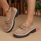 thumbnail image 2 of Apoyos de Tacón para Zapatos de Mujer de Moda Casual Redondo-Pie Cadena de Metal Zapatilla Decorativa con 4cm de Tacón, Zapatillas de Interior Al Aire Libre de las Mujeres, 2 of 9