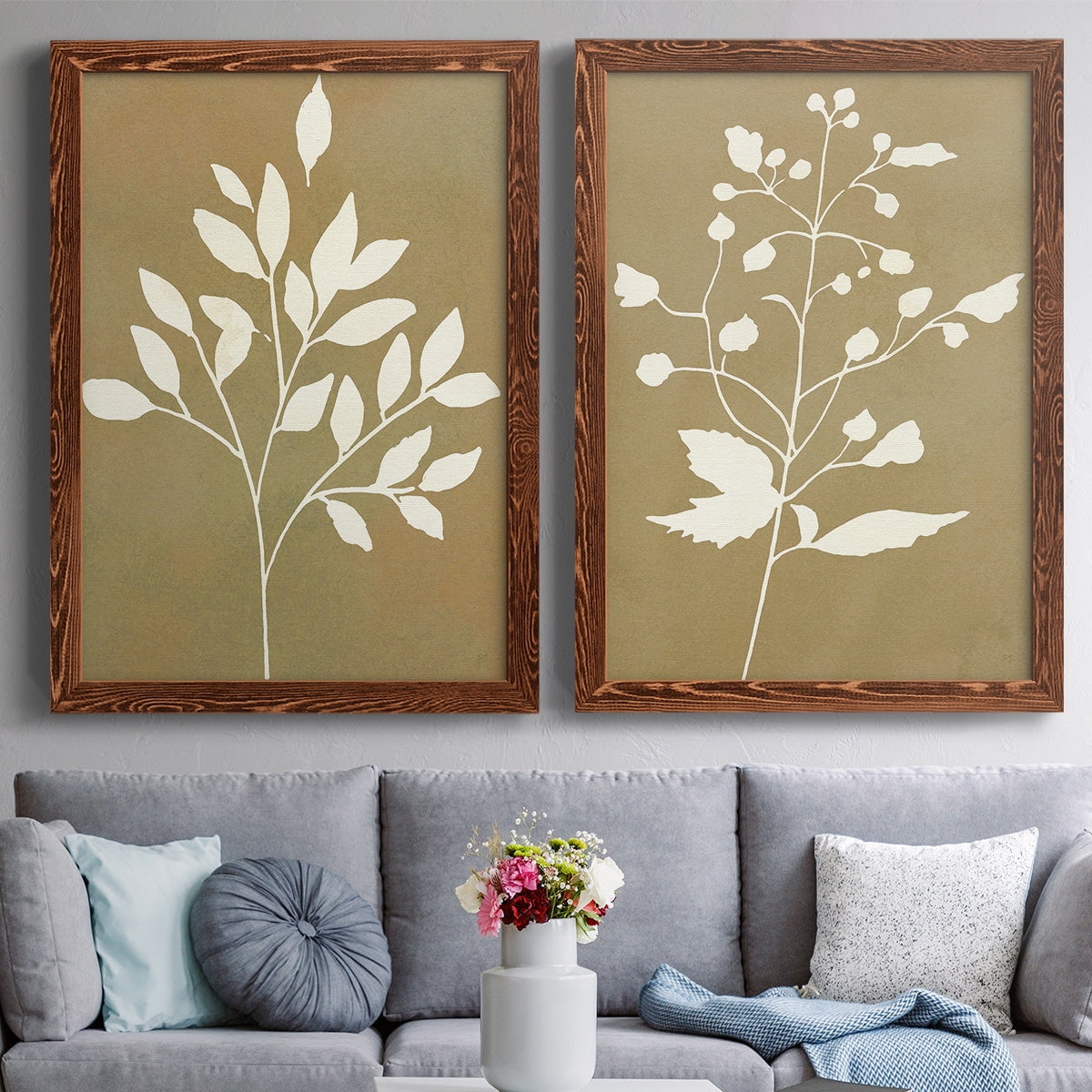 Honey Botanical I - Premium Framed Canvas 2 Piece Set - Ready to Hang