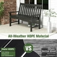 thumbnail image 3 of QISHENSHUI 2-Person Outdoor Garden Park Bench, All-Weather HDPE Patio Loveseat Chair with Cozy Backrest, Ergonomic Loveseat Bench for Backyard, Poolside, Front Porch, 705 lbs Max Load (Black), 3 of 11
