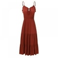 thumbnail image 1 of Robes Boho pour Femmes Réglable Spaghetti Sangle Été Vintage Solide Casual Swing Longue Robe, 1 of 9