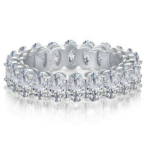 Bague en Or Jaune 18k avec Pierre Précieuse Moissanite Ovale en Argent Sterling 925 à 100 % pour Femmes - Bagues