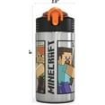 thumbnail image 3 of Zak Designs Minecraft - Bouteille d'Eau en Acier Inoxydable avec Couvercle à Action d'Une Main et Boucle de Transport Intégrée, Bouteille d'Eau pour Enfants avec Bec à Paille Est Parfaite pour les Enfants (15,5 oz,, 3 of 5