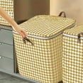 thumbnail image 4 of Boreal Craft Large Clothes Storage Bag Blanket Storage Bags Large Closet Organizer Yellow Houndstooth Storage Bag Large Capacity Folding Clothes Portable Wardrobe Sorting Clothes Storage With, 4 of 6