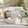 thumbnail image 4 of 2-in-1 niños couch - convertible teddy fleece fabric niños pequeños sofa chair, soft fold-out couch lounger niños - comfy children sofa cama playroom, nursery (blanca, birthday gift), 4 of 7