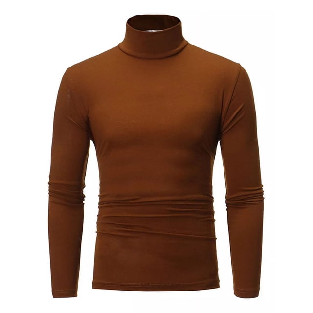 A Camisa De Fondo Simple Cuello Tortuga Manga Larga Hombres