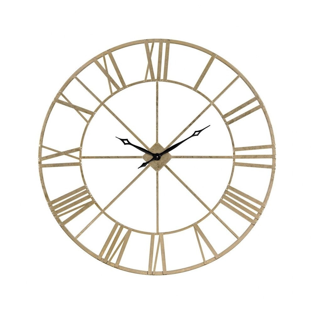 Open See Through Design With Roman Numeral Numbering Round Wall Clock