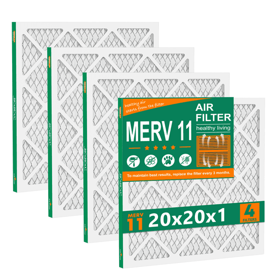 SUIXINEYI AC Filters 20X20X1 Furnace Air Filter, Pleated HVAC Air Filter MERV 11 MPR 1000, Allergen Defense,4 Filters