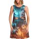 thumbnail image 1 of Balery Blue Dragon And White Tiger Vestidos de verano para mujer con estampado: vestido holgado sin mangas, vestido playero informal y cómodo para días calurosos., 1 of 7