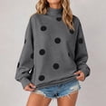 thumbnail image 2 of UDAUDU Womens Mock Neck Sweatshirt Polka Dot Oversized Pullover Top Fall Outfits Casual Loose Pullover Tops L, 2 of 6