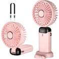 thumbnail image 1 of Ventilador de mano, mini ventilador portátil recargable por USB, ventilador de bolsillo pequeño de 5 velocidades con base, ventilador de escritorio plegable con batería de 4000 mAh para oficina,, 1 of 5
