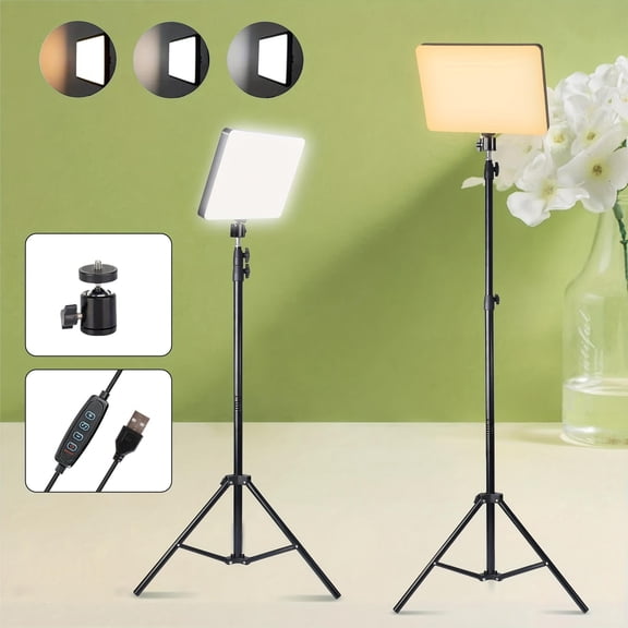 10-inch LED Video Light Kit with 63" Tripod Stand - Adjustable 3-Color Lighting for YouTube/TikTok/Live Streaming, Includes Phone Mount