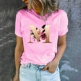 thumbnail image 3 of Valentine's Day T-shirts for Women Valentine's Day Fashion Flower and Letter M Print Shirts Short Sleeve Round Neck Pullover Blouses Tops Spring Summer Clothes, 3 of 5