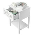thumbnail image 6 of IVV 2pcs White Nightstand with Drawer and Shelf, Modern Beside Table with Silver Mirrored Finish, 6 of 9