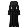 thumbnail image 5 of Women's Casual Solid Dress Flare Sleeve Abaya Arab Kaftan Dress Tunic Women Maxi Dresses for Women plus Size Backless Casual Dress Women Casual Dresses with Pockets Casual Tan Dress Summer Midi Dress, 5 of 7