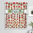 thumbnail image 2 of Kitchen Curtains 36 Inch Short - 3 Panel Set Strawberry Print, Rod Pocket Window Curtains 100% Polyester, Cute Fruit Valance for Farmhouse, Cafe, Living Room, Bedroom, Easy Wash, 2 of 6