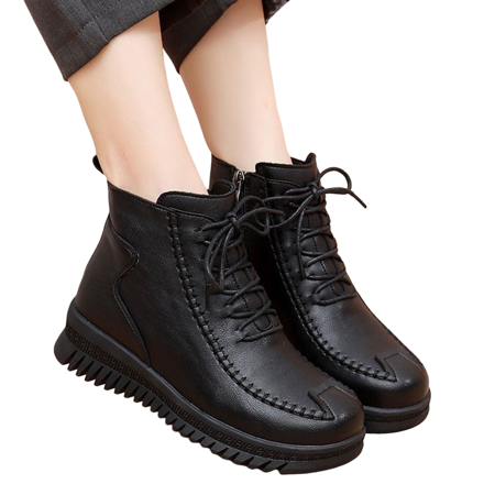 

Women Zipper Ankle-Support Boots Waterproof Soft Round Toe Shoes for Jeans Trench Coat Calf Pants