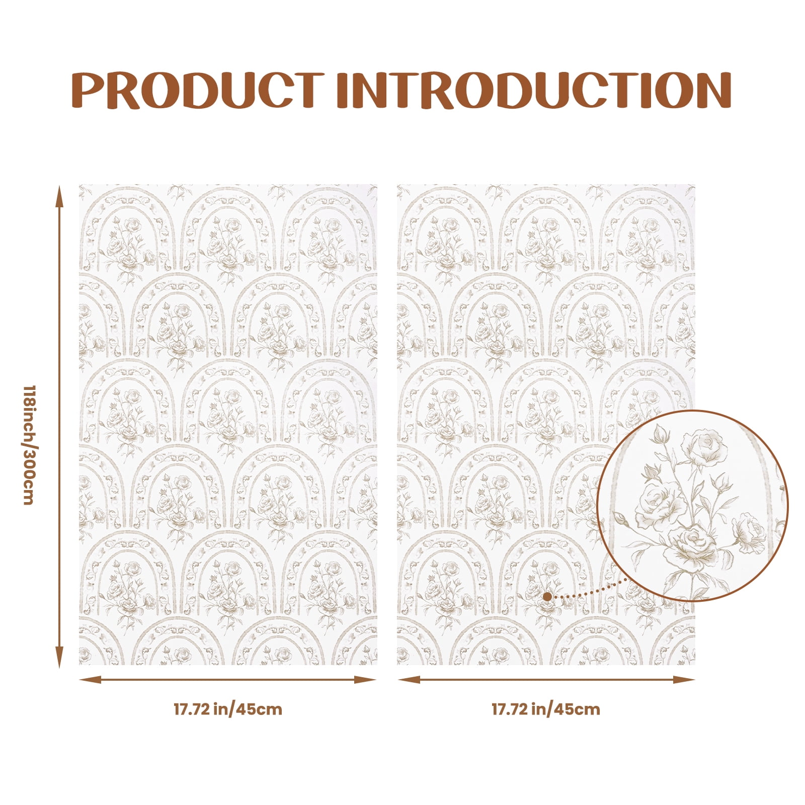 DAZLUTE Large Floral Peel and Stick Wallpaper Vintage Floral Wallpaper Stylish Floral Contact Paper Leaf Wallpaper Self Adhesive Removable Wallpaper,17.71" x 118"