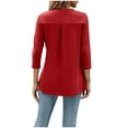 thumbnail image 5 of 3/4 Sleeve Tee Shirts for Women Notch V Neck Top Solid Color Dressy Casual Blouses Pullover T Shirt Tops Tunic Today, 5 of 8