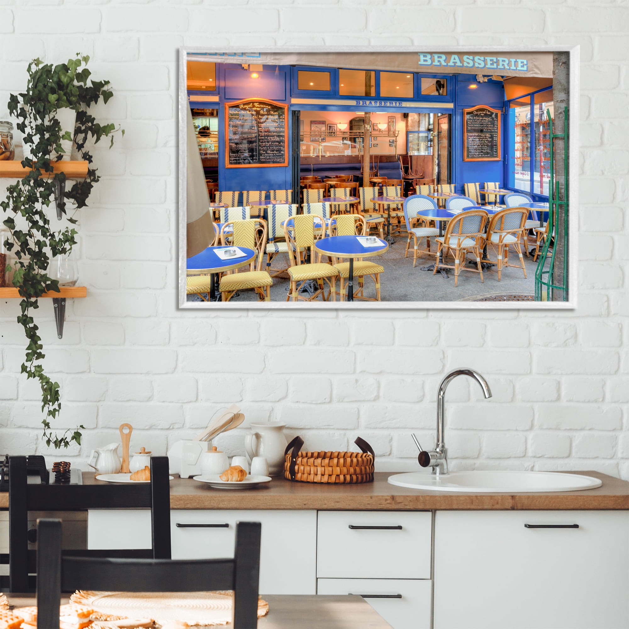 Stupell Industries Parisian Brasserie Terrace White Framed Giclee Art, design by Alan Blaustein