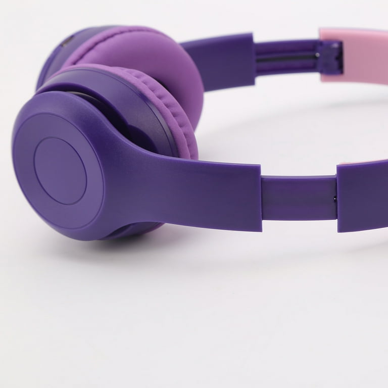 Kids Cat Ear Wireless LED Headset, Bluetooth Over Ear Purple
