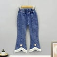 thumbnail image 3 of breaise Kids Girls Jeans Casual Ruffle Bell-Bottoms Denim Pants Mid Waist Flared Trousers, 3 of 3