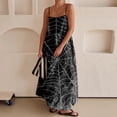 thumbnail image 4 of Vestido largo de moda para mujer con ribete en contraste, tirantes finos, trajes para viajes, Halloween, vestidos largos estampados, vestidos largos sin mangas, 4 of 5