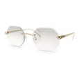 thumbnail image 4 of Bevel Octagonal Gangster Rimless Jaguar Head Hinge Showy Sunglasses Gold - Clear, 4 of 7