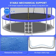 14FT Trampoline, 1320LBS Kids Trampoline with Basketball Hoop, Outdoor Adult Trampoline w/Enclosure Net & Heavy-duty Supports