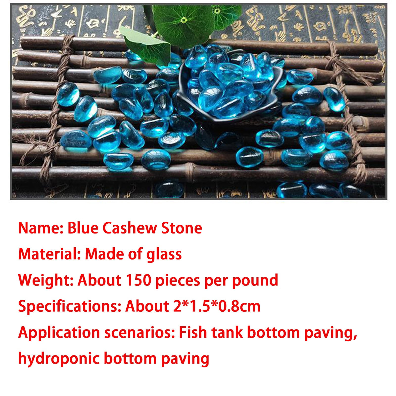 Blue Crystal Polished Stones Gravel Decoration Fish Tank Gravel Underwater Landscaping Crushed Stone for Aquarium Plants Vase Filler