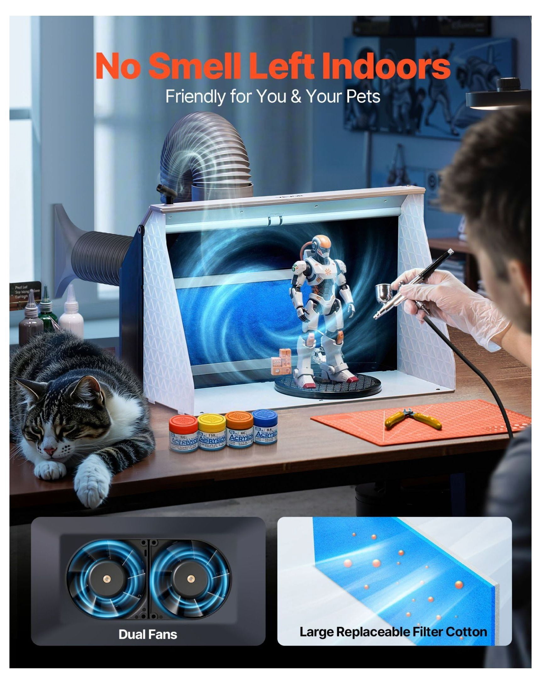 Airbrush Spray Booth Kit, 21.5x18.7x14.6in