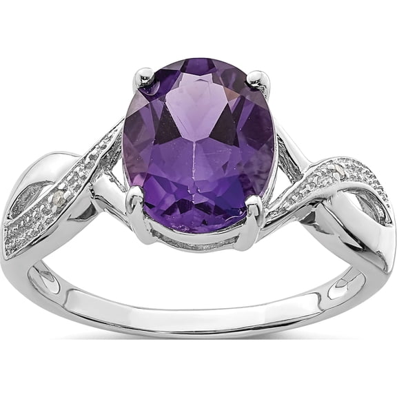 Jewelry by Sweet Pea Sterling Silver Rhodium Amethyst & Diamond Ring