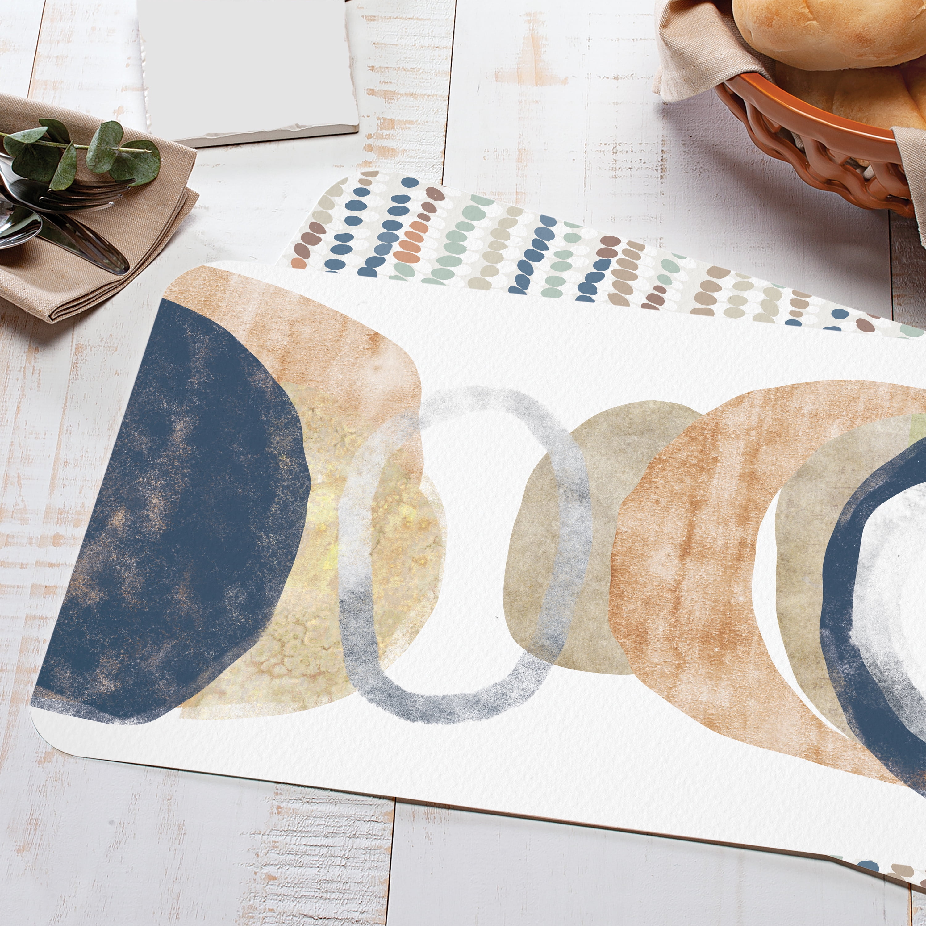 (4 pack) Conimar Blue Abstract Reversible Flexible Plastic Placemat