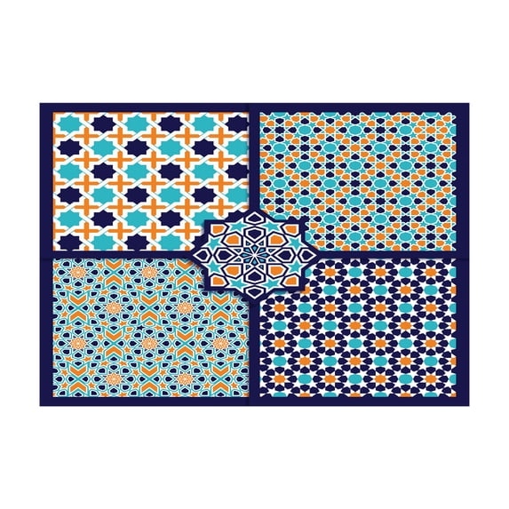 Ambesonne Orient Jigsaw Puzzle, Mosaic Eastern Pattern, Heirloom-Quality Fun Activity for Family Durable Cardboard, 1000 pcs, Blue Orange White