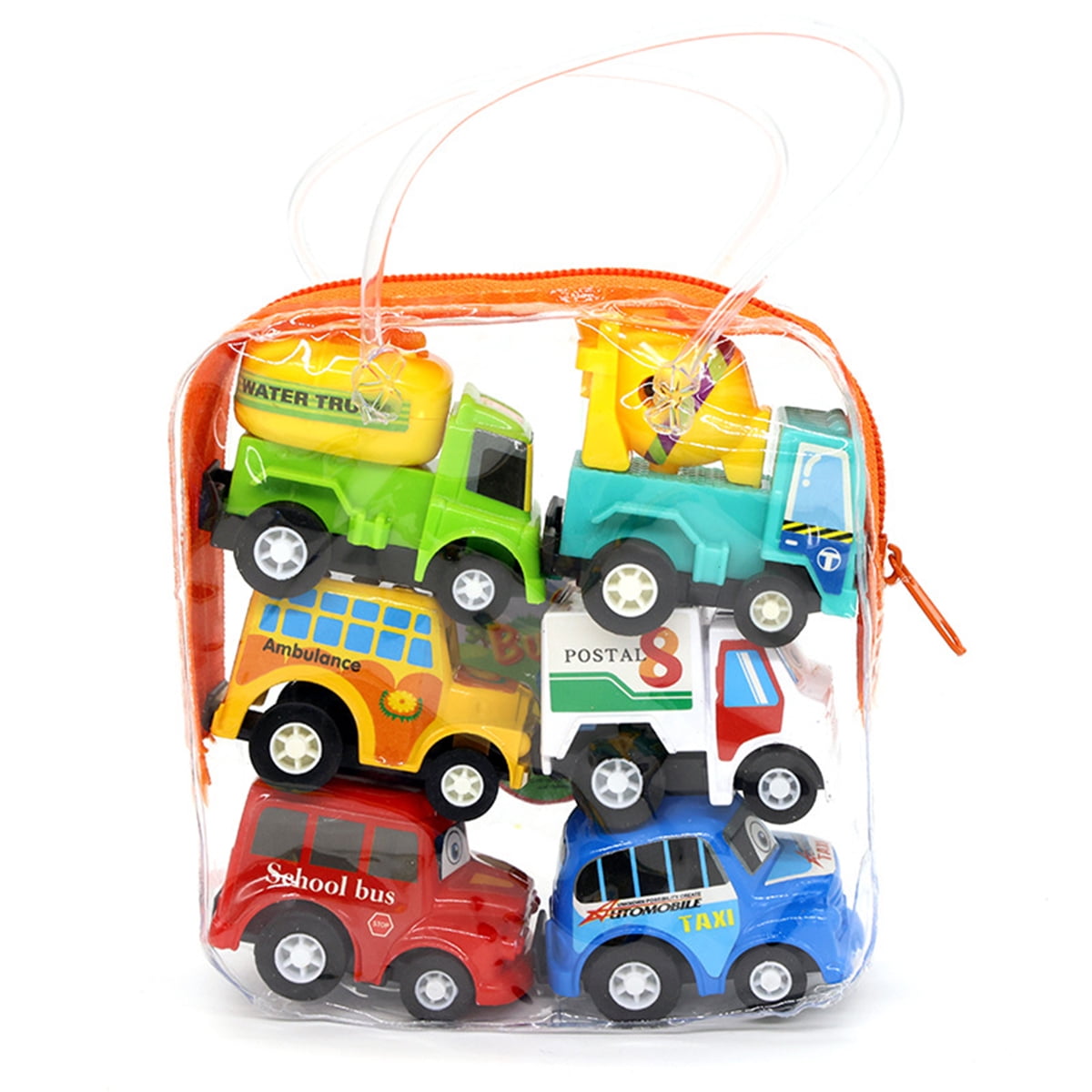 6Pcs Car Toy for Kids Mini Assorted Pull Back Vehicles Toy Plastic Roll